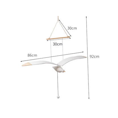 Flying Seagull Wooden Hanging Mobile Ceiling Decor Creative Home Artwork for Balcony, Baby Mobile Crib, Unique Ornaments