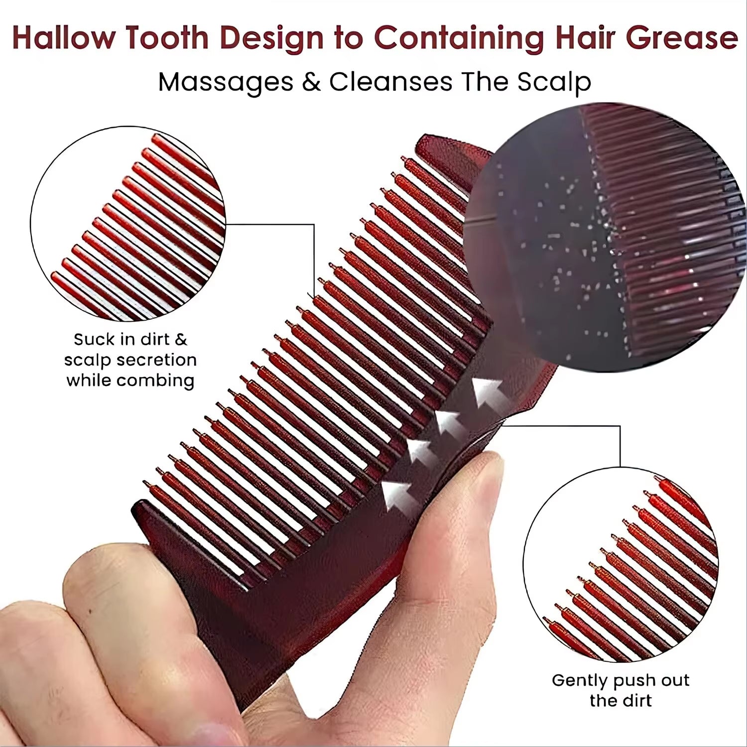 Dandruff Relief Comb Hollow Tooth Hairbrush Scalp Point Massage Dandruff Removal Reduce Ltching Scalp Care Comb for Women Men