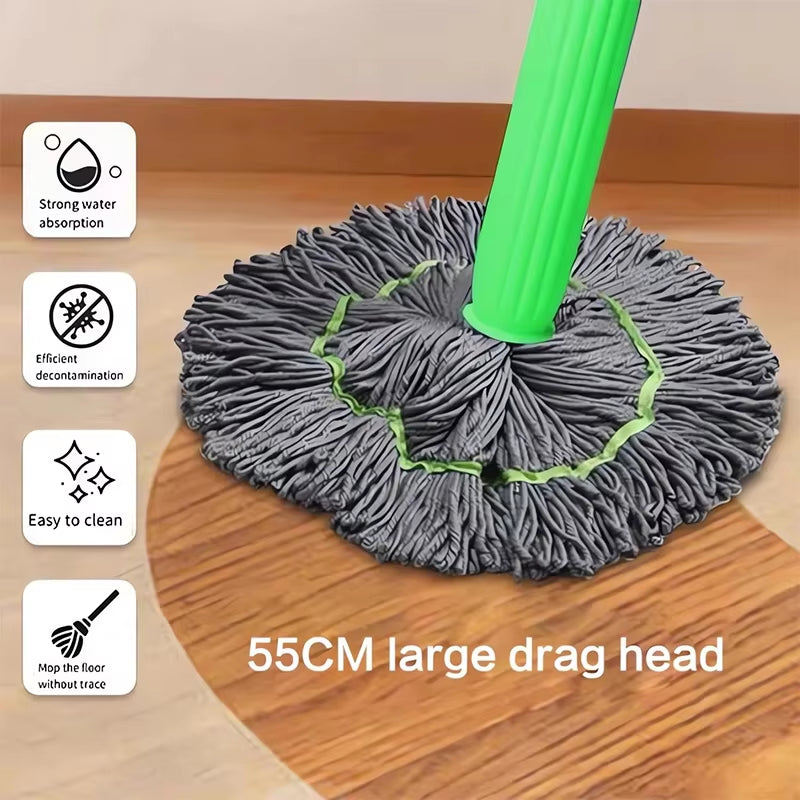 2-In-1 Hand-Washing Self-Rotating Mop Household Floor Rotary Dewater Mop Dry-Wet Dual-Purpose Household Mop Absorbent Clean Tool