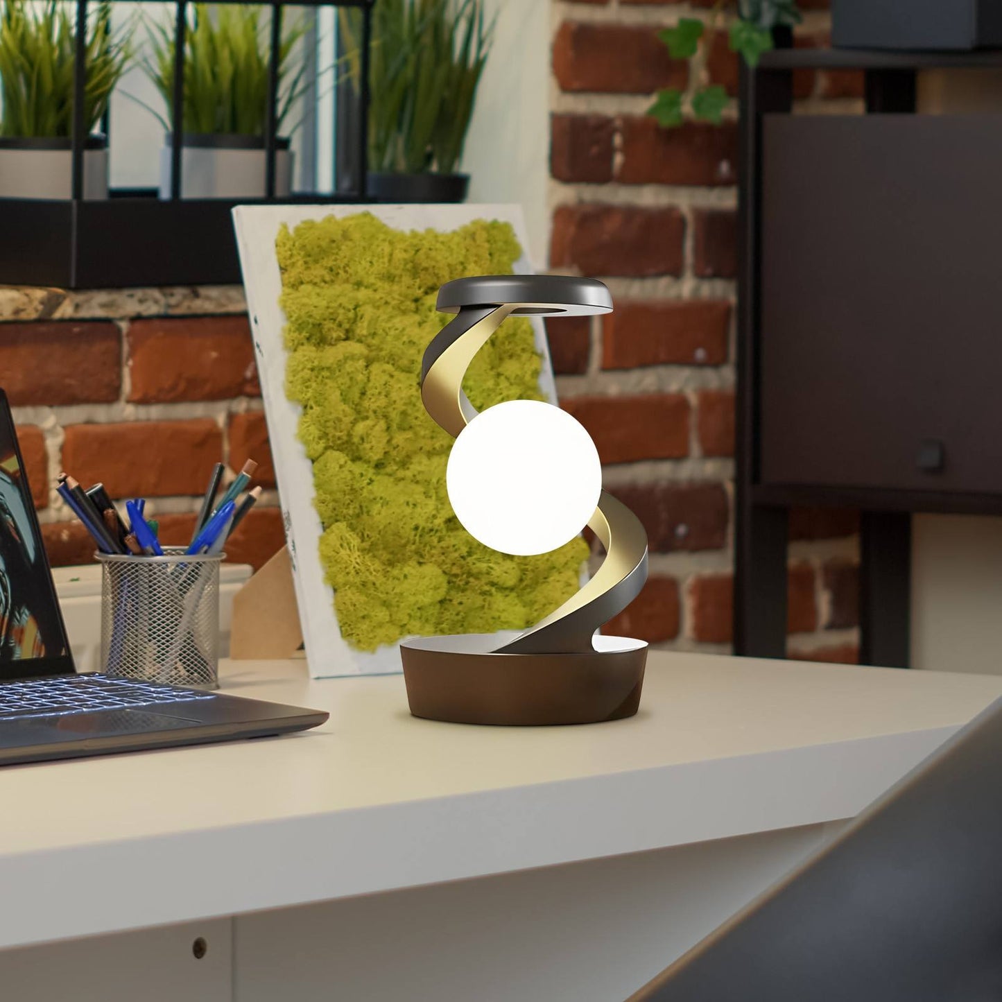 Rotating Moon Desk Lamp with Phone Wireless Charging Sensor Control 