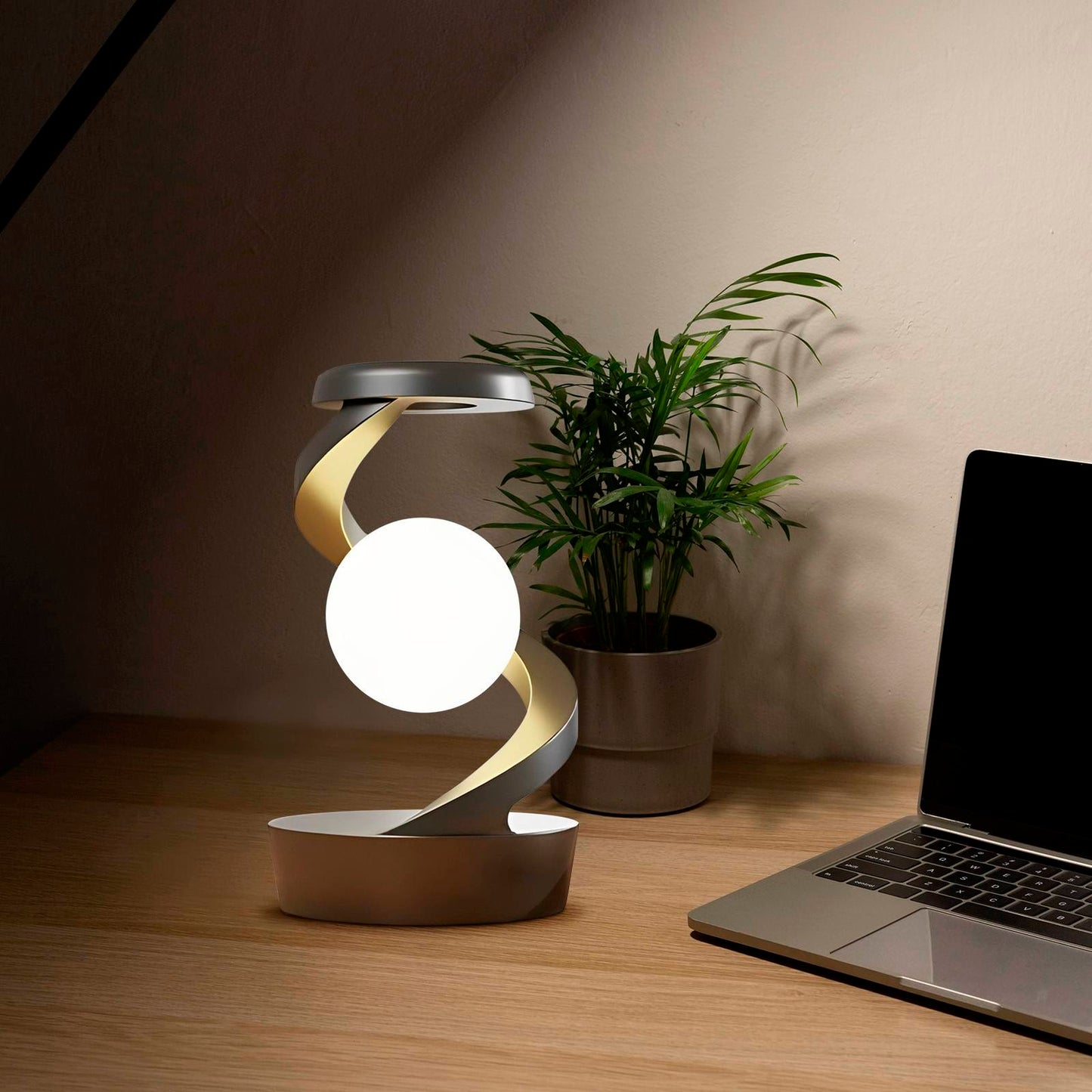 Rotating Moon Desk Lamp with Phone Wireless Charging Sensor Control 