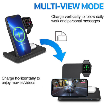 3 in 1 Wireless Charger Dock Charging Station for Apple Watch Iphone 15 14 13 12