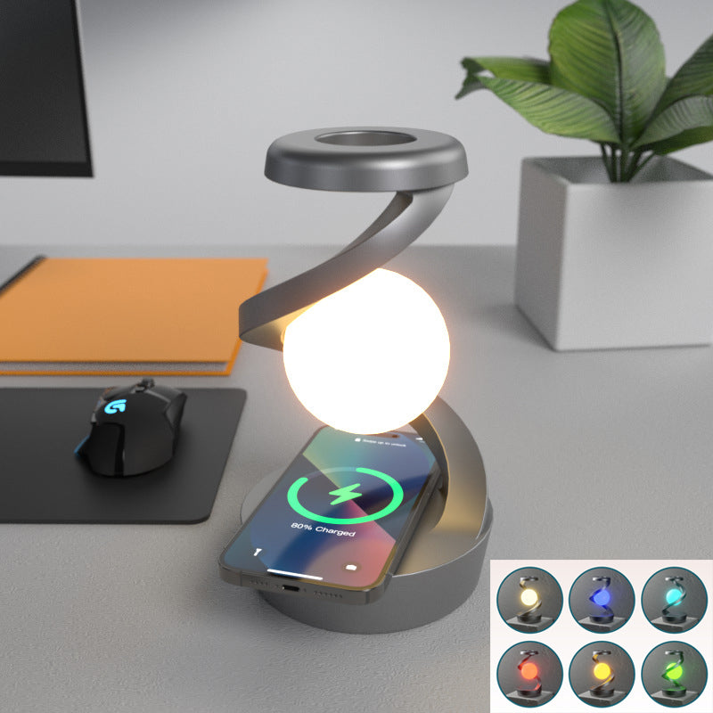 Rotating Moon Desk Lamp with Phone Wireless Charging Sensor Control 