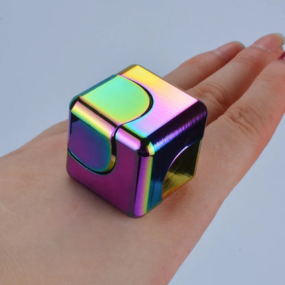 Square Decompression Spinning Top Dice Cube Anti-Anxiety Fingertip Toys Hand Fidget Spinner Vent Toys Flipo Flip for Children