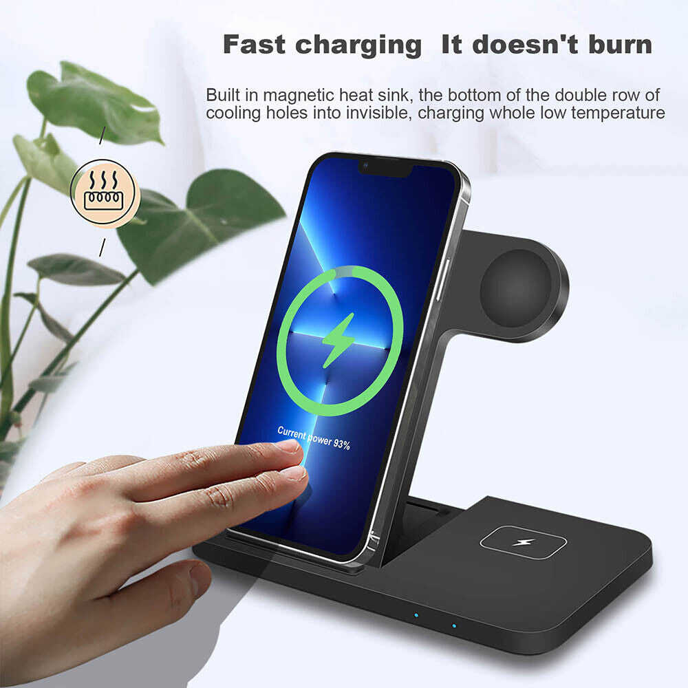 3 in 1 Wireless Charger Dock Charging Station for Apple Watch Iphone 15 14 13 12