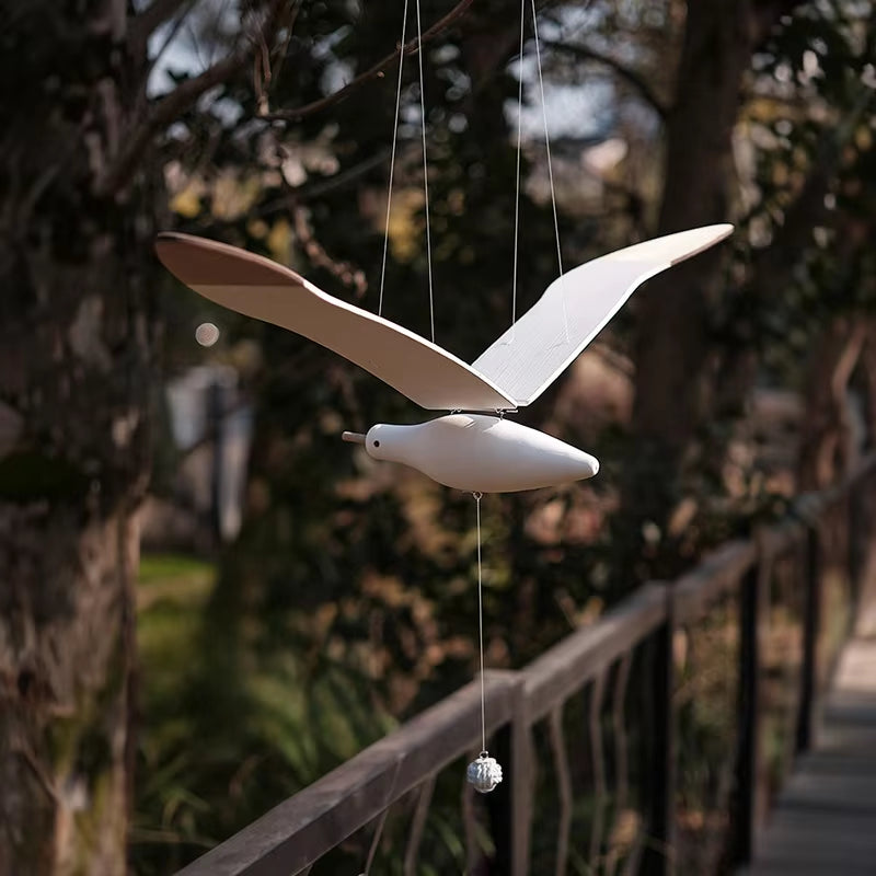 Flying Seagull Wooden Hanging Mobile Ceiling Decor Creative Home Artwork for Balcony, Baby Mobile Crib, Unique Ornaments