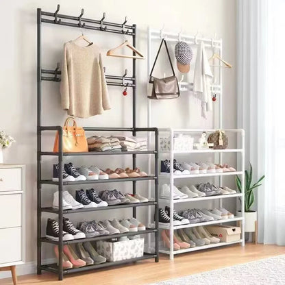 Black Five Layer Shoe Rack Simple Shoe Rack Integrated Storage Rack Household Shoe Rack Multifunctional Clothes Rack Creative Ho