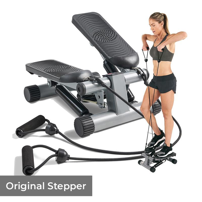 Mini Steppers for Exercise with Resistance Bands, Stair Stepper Machine for Home Exercise W/ LCD Monitor, Compact & Space-Saving Workout Equipment for Fitness Mini Gym